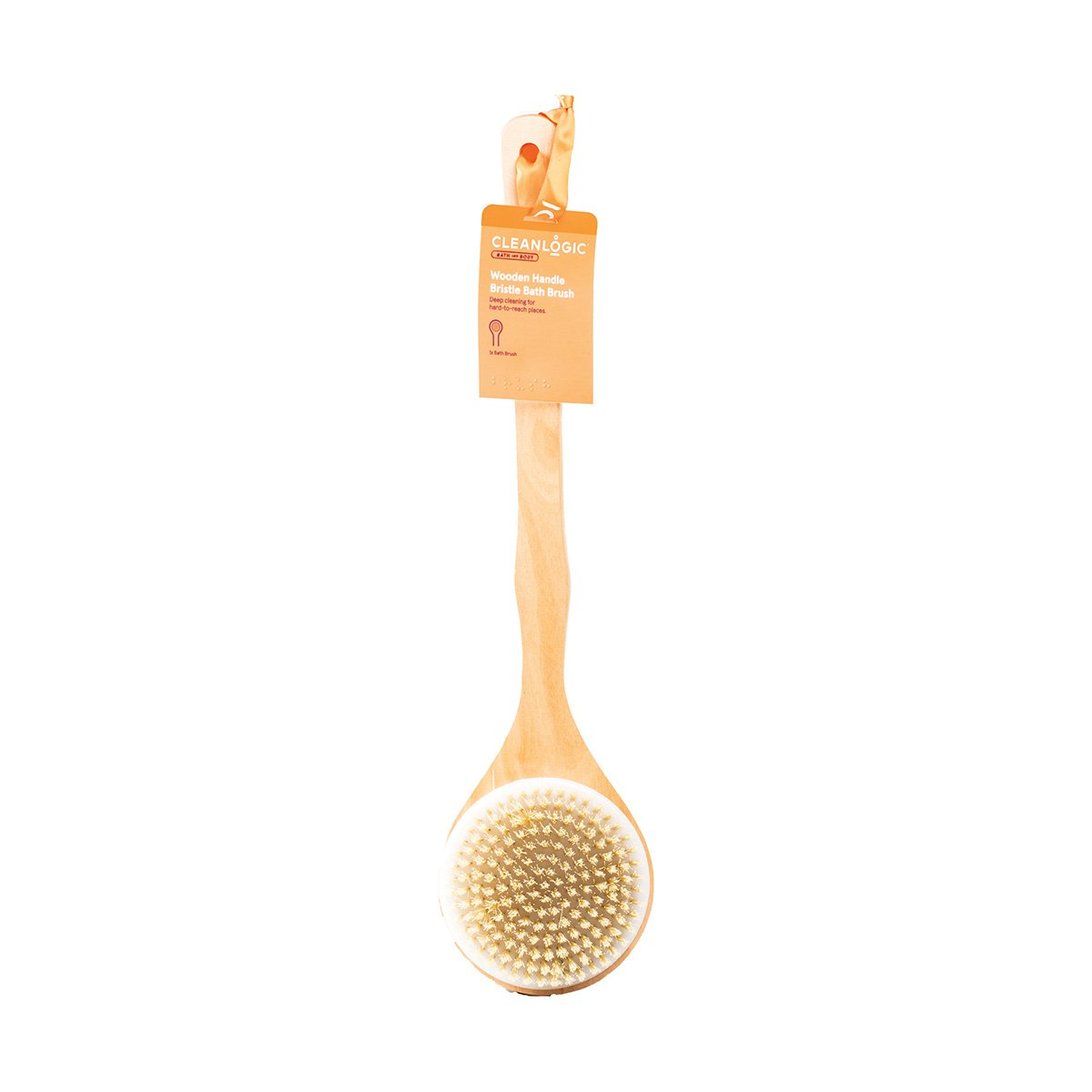 Cleanlogic Bath & Body Wooden Handle Bristle Bath Brush